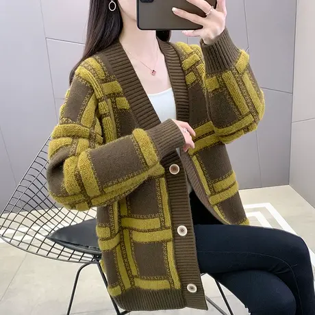 中长款毛衣外套女春装2023新款设计小众慵懒风加厚秋冬针织开衫女图片