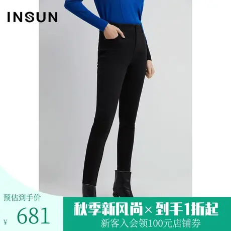 恩裳2022冬季时尚细腻磨毛感轻盈九分直筒水洗牛仔裤商品大图