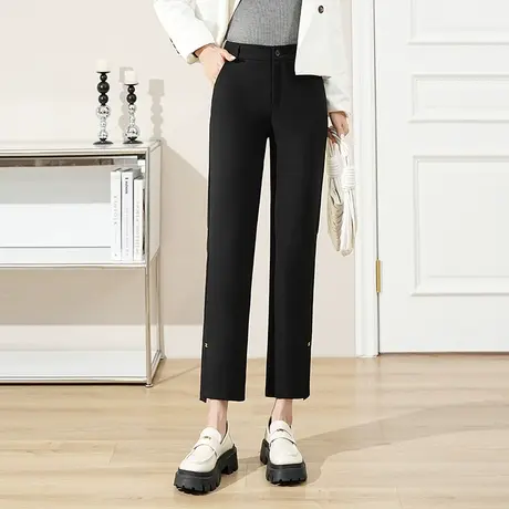黑色显瘦百搭九分直筒烟管裤女2023秋季新款高气质高腰职业休闲裤商品大图