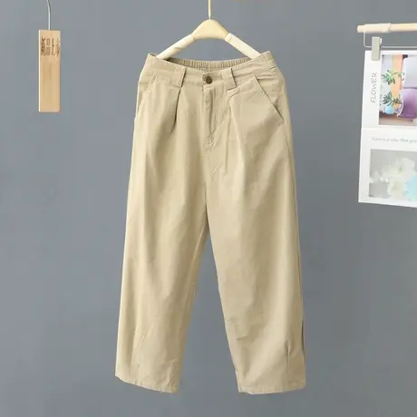 薄款窄版直筒休闲裤女春夏季日系高腰宽松坠感阔腿裤九八分裤子图片