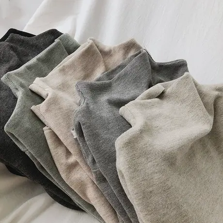 半高领打底衫女秋冬洋气修身内搭叠穿t恤港味chic显瘦长袖上衣潮商品大图