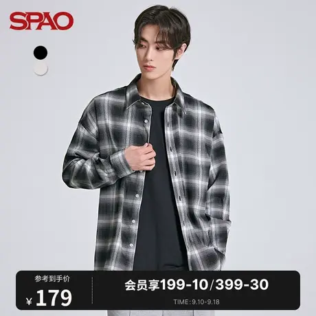 SPAO男士衬衫秋冬新款大格子休闲宽松长袖衬衫SPYCC38C01商品大图