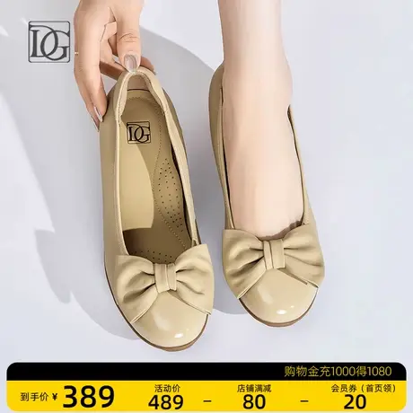 牛皮浅口单鞋女夏季2023年新款舒适软底真皮中老年坡跟妈妈鞋皮鞋商品大图