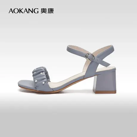 【门店发货】奥康女鞋 夏季气质女士时装凉鞋粗跟珍珠气质仙女风图片