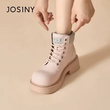 卓诗尼马丁靴女2023新款秋季厚底英伦风ins潮酷粉色短靴工装靴子商品大图