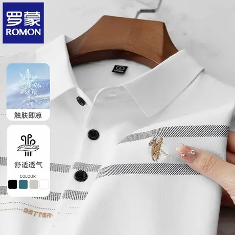 罗蒙高端男士短袖POLO衫夏季薄款刺绣翻领上衣中年商务半袖T恤N2Z商品大图