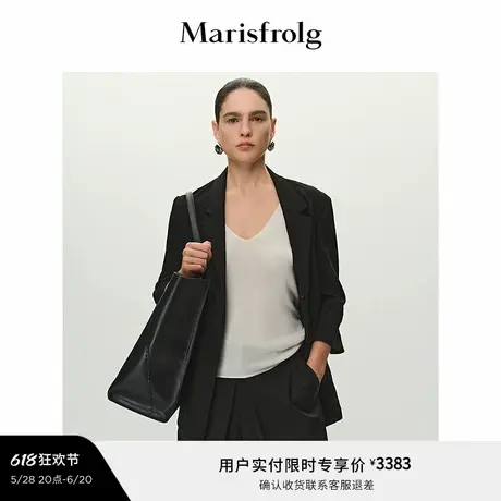 【无压力职场】Marisfrolg玛丝菲尔2025夏新款黑色收腰西装外套商品大图
