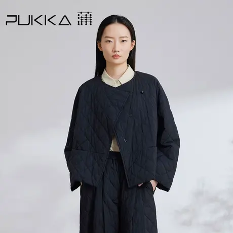 蒲PUKKA 2023新品新中式圆领轻薄涧棉短棉衣冬装小外套图片