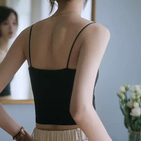 美背一体式内衣细肩带文胸小吊带背心女内搭抹胸裹胸女夏季薄款商品大图
