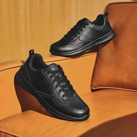 Skechers斯凯奇男鞋商务休闲鞋黑色运动皮鞋办公百搭通勤鞋210835商品大图