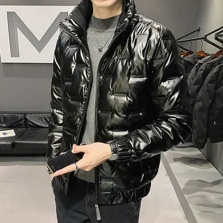 羽绒服男款冬装2023年新款冬季短款轻薄款帅气潮牌白鸭绒亮面外套图片