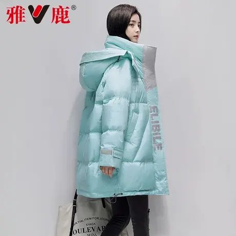 雅鹿官方冬季新款中长款羽绒服女休闲时尚潮流派克服韩版保暖外套商品大图