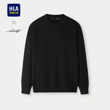 HLA/海澜之家轻商务时尚系列长袖针织衫25秋新圆领满身提花毛衣男图片