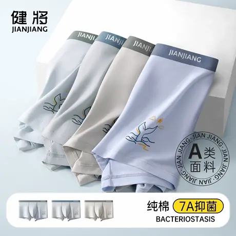 健将学生内裤男款青少年发育期纯棉抗菌四角短裤中大童宽松平角裤商品大图
