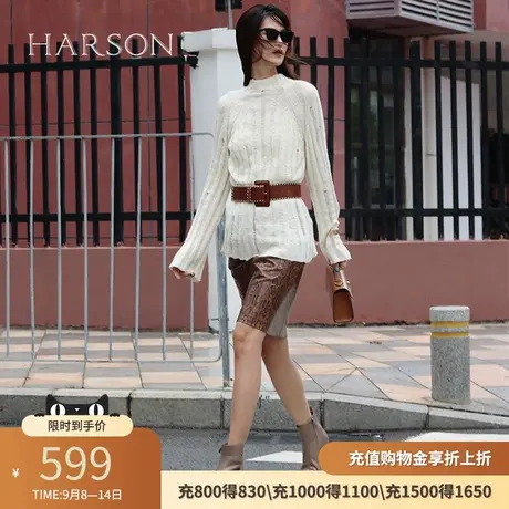 哈森小羊皮时装靴女秋季单靴新款尖头细跟短筒踝靴HA247910商品大图