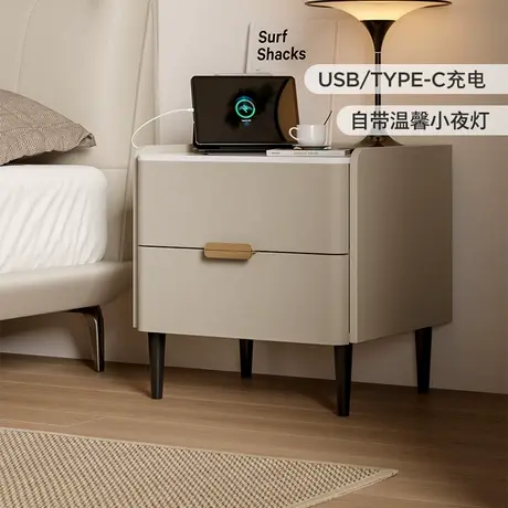 顾家家居意式轻奢智能充电储物岩板台面卧室收纳储物床头柜7996G商品大图