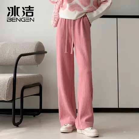 冰洁针织阔腿裤女春秋款2023高腰宽松垂感显瘦欧棉绒休闲裤子LBDS商品大图