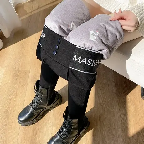 黑色羽绒裤女小脚裤外穿时尚冬2023年新款高腰显瘦白鸭绒加厚棉裤图片