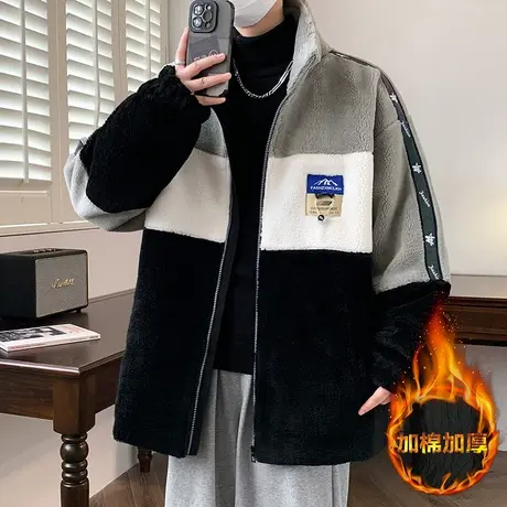 青少年摇粒绒外套男秋冬季2023新款初高中生加棉加厚学生帅气夹克商品大图