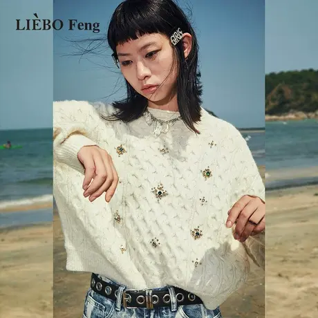 裂帛LIEBOFeng设计师品牌chic奶fufu宽松慵懒风百搭通勤宽松毛衣商品大图