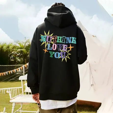 欧美西海岸oversize字母连帽卫衣潮牌男潮中性风潮流宽松春季外套商品大图