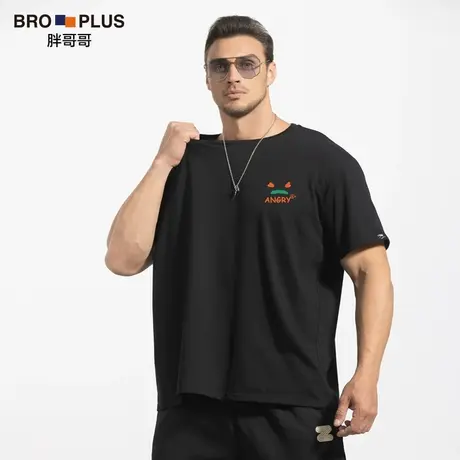 胖哥哥大码男装纯棉男士短袖T恤加肥加大码T恤衫男宽松潮流百搭夏图片
