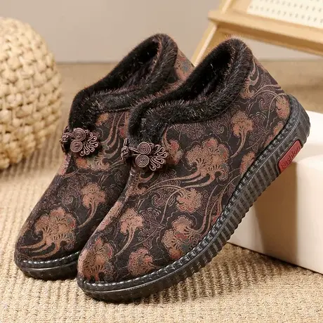 冬季老北京布鞋女新款棉鞋加绒防滑老太太软底老人奶奶保暖妈妈鞋商品大图