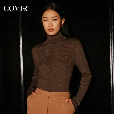 COVER冬季美拉德金葱高领羊毛针织衫商品大图
