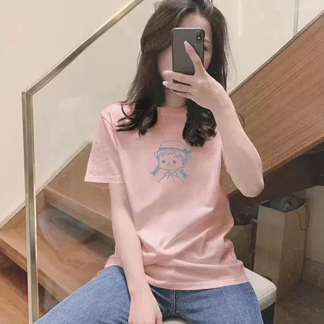 白色短袖t恤女装2023年新款夏季白体恤小众学生圆领上衣体恤纯棉图片