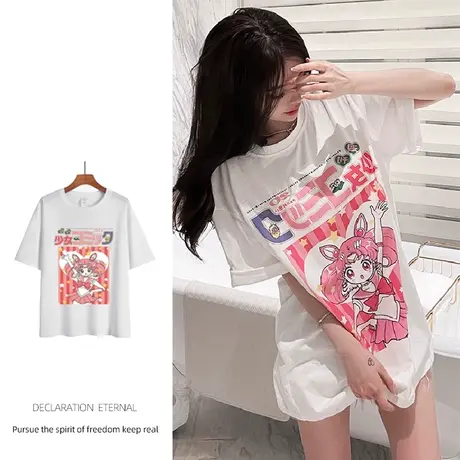 韩风chic甜辣t恤女2022年新款ins潮原宿卡通短袖上衣设计感小众夏商品大图