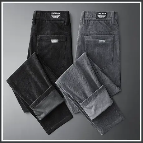 纯棉裤子男士灯芯绒休闲裤直筒宽松冬季秋冬款条绒春秋款秋季西裤商品大图