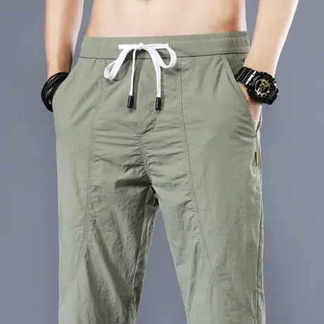 男裤子2023新款潮夏季薄款运动裤宽松束脚男士休闲九分裤小脚收口商品大图