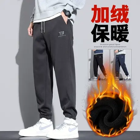 加绒保暖男士冬季休闲裤子秋冬款男生加厚防风卫裤2024年新款冬裤商品大图
