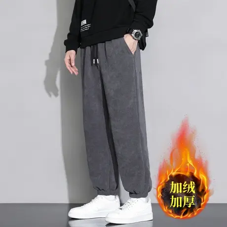 加绒加厚卫裤男冬季潮牌宽松束脚运动灯芯绒裤子男士休闲裤秋冬款商品大图