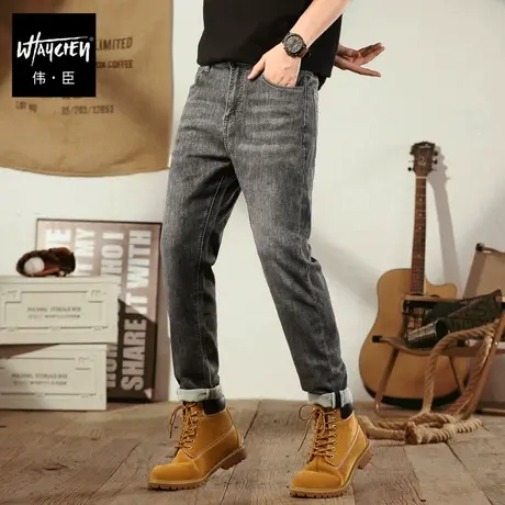 伟臣2023秋冬新品大码男式加厚牛仔裤胖子加肥加大直筒水洗休闲裤图片