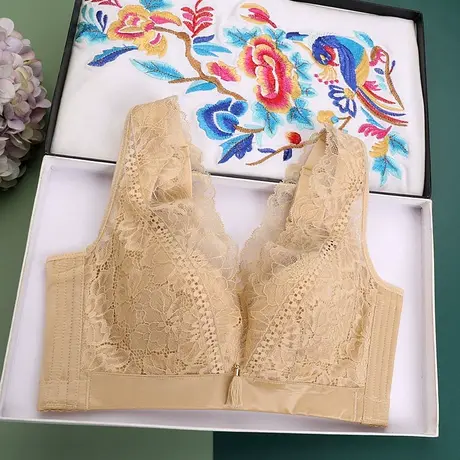 无钢圈无海绵显胸小内衣大码文胸薄款胖mm调整型聚拢收副乳薄模杯商品大图