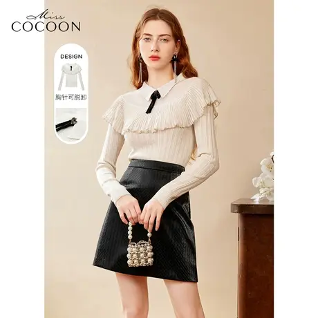 missCOCOON学院风毛针织衫女2023新款春季长袖显瘦气质羊毛衫上衣商品大图