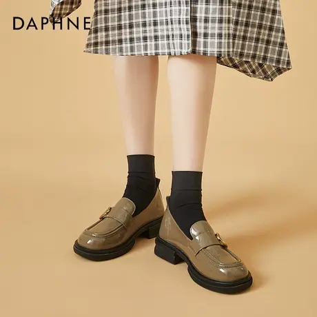 达芙妮复古法式英伦风女鞋小皮鞋软底2022夏季新款简约一脚蹬单鞋图片
