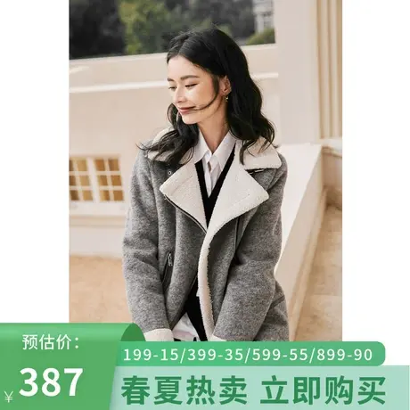 伊芙丽短外套女秋冬新品长袖千鸟格时尚宽松外套1CA212772商品大图