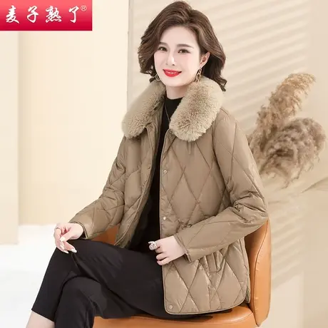 中老年人女妈妈装夹棉羽绒棉服外套2023冬季新款气质PU皮衣棉袄服图片