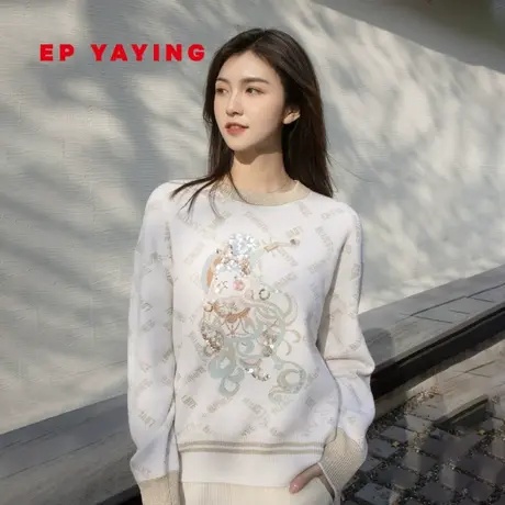 [国潮生肖]EP雅莹女装 羊毛重工珠绣针织衫 2023新款9502A商品大图
