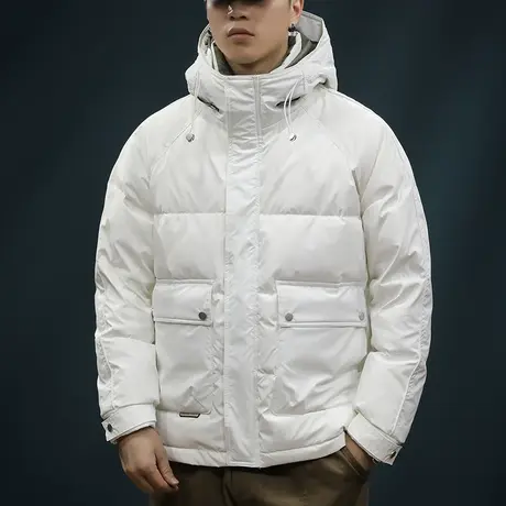 男装冬季保暖加厚棉衣面包服2024新款情侣潮牌鸭绒连帽羽绒服外套商品大图