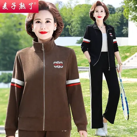 时尚妈妈秋装套装运动服中老年女士外套减龄洋气休闲卫衣两件套春商品大图