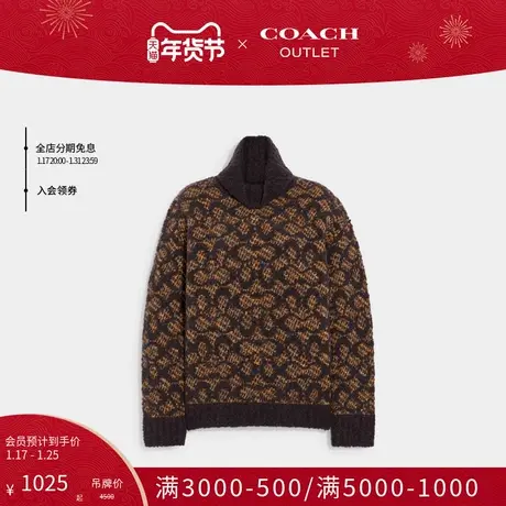 COACH/蔻驰奥莱女士经典标志圆翻领毛针织衫毛衣商品大图