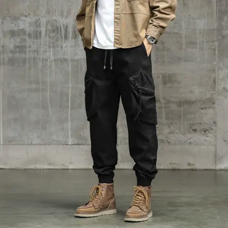 宽松潮流束脚裤子男款纯棉工装裤男大码百搭时尚男装裤子潮流男装商品大图