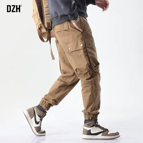 男士日系卡其色工装裤潮牌男美式复古裤子春季男裤休闲裤男款束脚商品大图