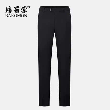 【可调节松紧腰】培罗蒙2025春新款男士黑色长裤商务休闲羊毛西裤商品大图