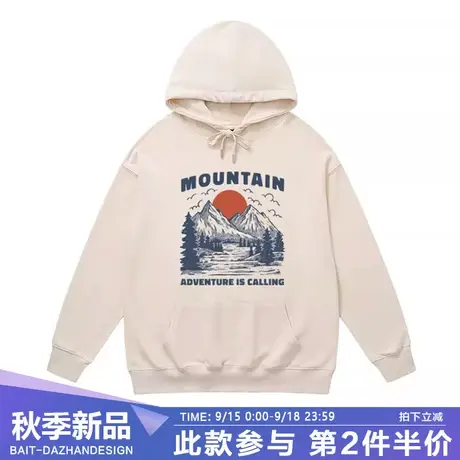 美式露营户外风无性别连帽卫衣男潮牌oversize大码宽松秋冬款上衣商品大图