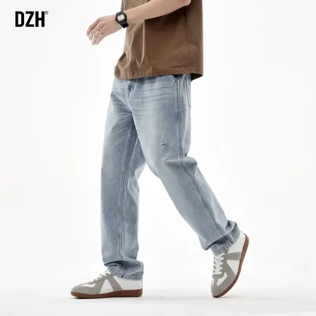 男士破洞牛仔裤男2024新款休闲裤男款春秋款锥形裤高街直筒长裤子商品大图