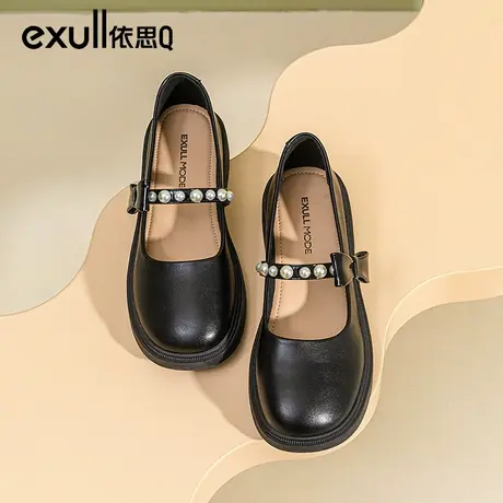 依思q温柔风玛丽珍晚晚鞋2024年春季新款厚底单鞋中跟气质小皮鞋商品大图